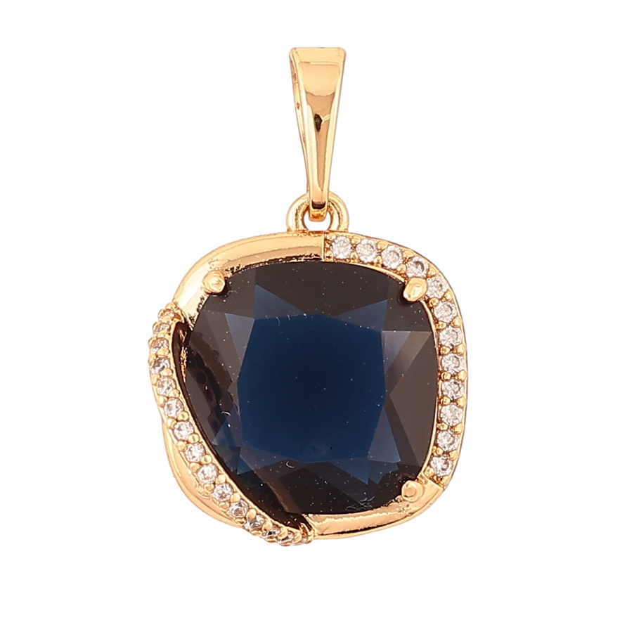 Кулон Xuping Позолота 18K Синий кристалл в декоративной оправе для цепочки до 6мм фото №1