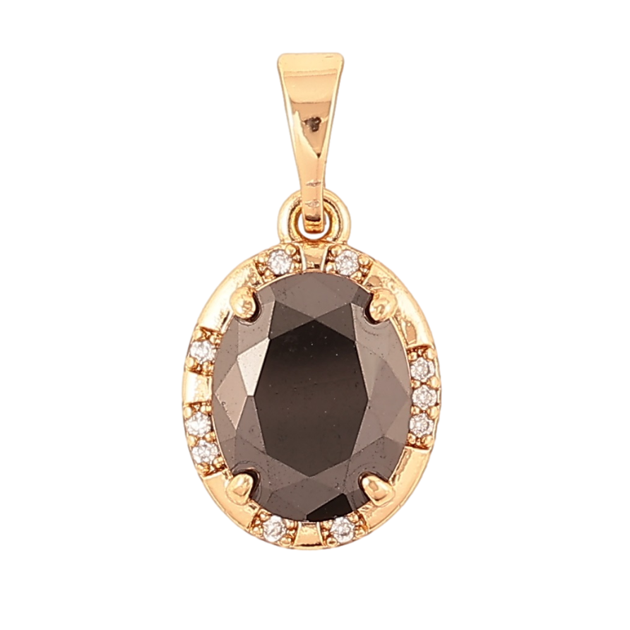 Кулон Xuping Позолота 18K Черный кристалл в декоративной оправе для цепочки до 5мм фото №1