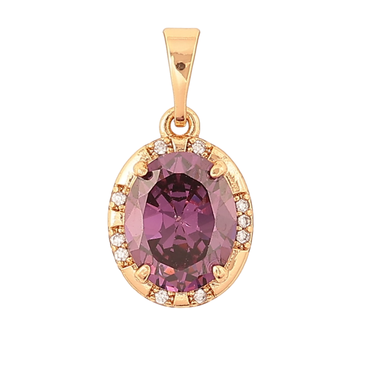 Кулон Xuping Позолота 18K Сиреневый кристалл в декоративной оправе для цепочки до 5мм фото №22