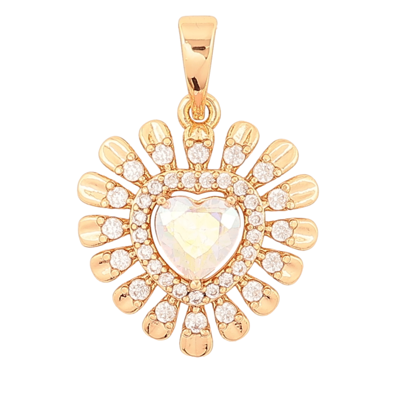 Кулон Xuping Позолота 18K «Променисте серце з райдужним кристалом» для ланцюжка до 6мм фото №1