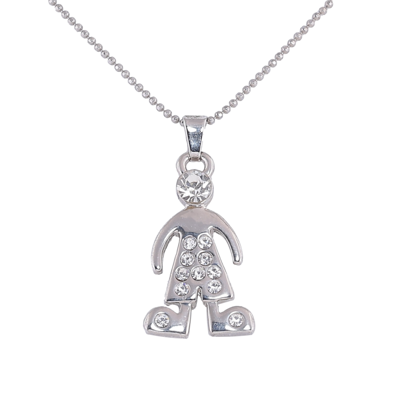 Подвеска на цепочке Человечек со стразами длина 39-42см х 1мм фото №3