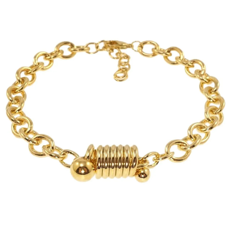 Браслет Xuping Позолота 18K «Якірне плетіння зі вставкою з колечок» довжина 17-20см фото №1