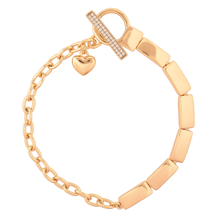 Браслет Xuping Позолота 18K Комбинированное плетение с подвеской сердечко размер 18.5см х 4-5мм фото №5 Браслет Xuping Позолота 18K Комбинированное плетение с подвеской сердечко размер 18.5см х 4-5мм фото №5