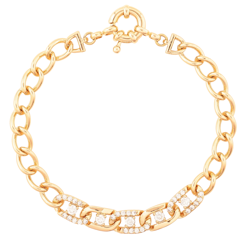 Браслет Xuping Позолота 18K Панцирная цепочка с кристаллами размер 19см х 6-7мм фото №1 Браслет Xuping Позолота 18K Панцирная цепочка с кристаллами размер 19см х 6-7мм фото №1