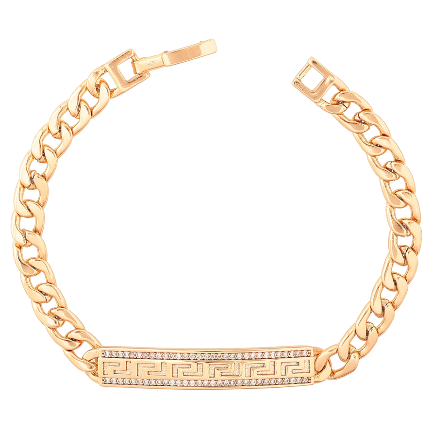 Браслет Xuping Позолота 18K Цепочка с вставкой греческий узор размер 18.5см х 6-7мм фото №1 Браслет Xuping Позолота 18K Цепочка с вставкой греческий узор размер 18.5см х 6-7мм фото №1