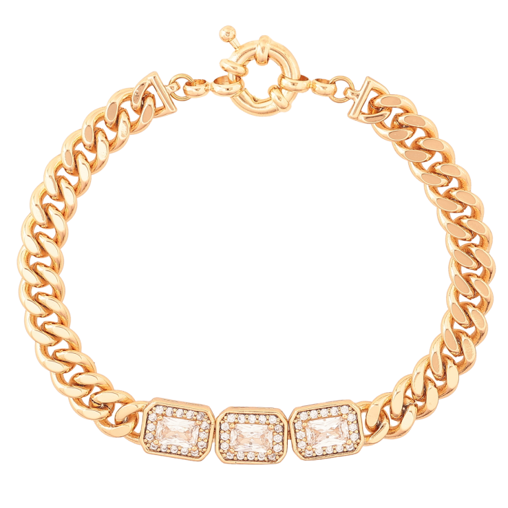 Браслет Xuping Позолота 18K Цепочка с кристальными вставками размер 19см х 7-8мм фото №11