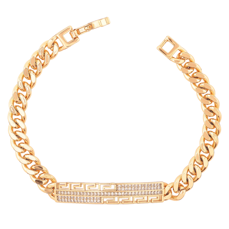 Браслет Xuping Позолота 18K Цепочка с резной вставкой с кристаллами размер 18.5см х 7-8мм фото №1