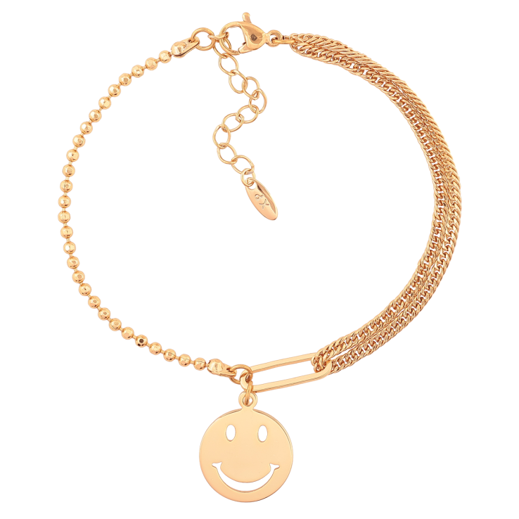 Браслет Xuping Позолота 18K Комбинированная цепочка с смайлом размер с доп. цепочкой 18-22см х 2-5мм фото №4 Браслет Xuping Позолота 18K Комбинированная цепочка с смайлом размер с доп. цепочкой 18-22см х 2-5мм фото №4