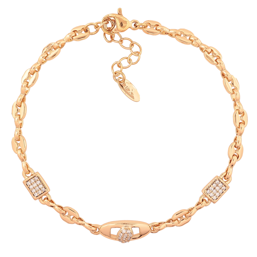 Браслет Xuping Позолота 18K «Декоративний візерунок з кристалами» розмір з доп. ланцюжком 17.5-20.5см х 4-5мм фото №1