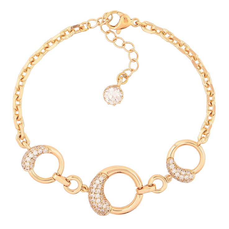 Браслет Xuping Позолота 18K Цепочка с круглыми вставками размер с доп. цепочкой 16-19см х 3-15мм фото №9