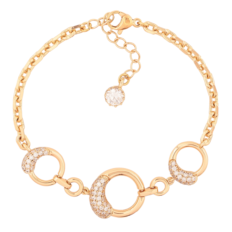 Браслет Xuping Позолота 18K Цепочка с круглыми вставками размер с доп. цепочкой 16-19см х 3-15мм фото №1