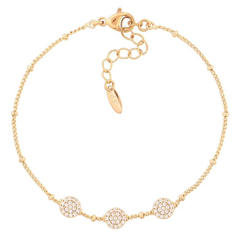 Браслет Xuping Позолота 18K «Ланцюжок з круглими вставками» розмір з доп. ланцюжком 17.5-20.5см х 1-6мм фото №1