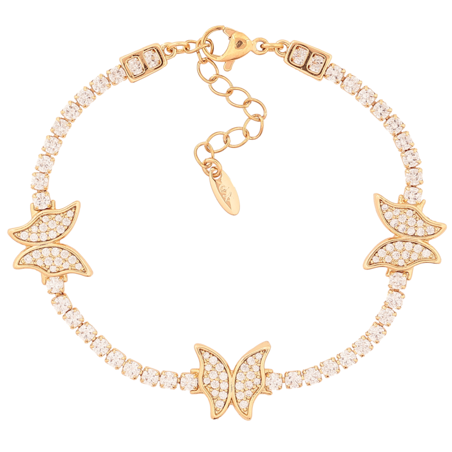 Браслет Xuping Позолота 18K Кристальная дорожка с бабочками размер с доп. цепочкой 17-20см х 3-11мм фото №1 Браслет Xuping Позолота 18K Кристальная дорожка с бабочками размер с доп. цепочкой 17-20см х 3-11мм фото №1