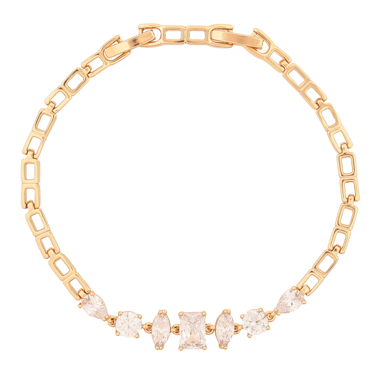 Браслет Xuping Позолота 18K Узор с кристаллами размер с доп. замком 17.5,19.5см х 4-7мм фото №3 Браслет Xuping Позолота 18K Узор с кристаллами размер с доп. замком 17.5,19.5см х 4-7мм фото №3