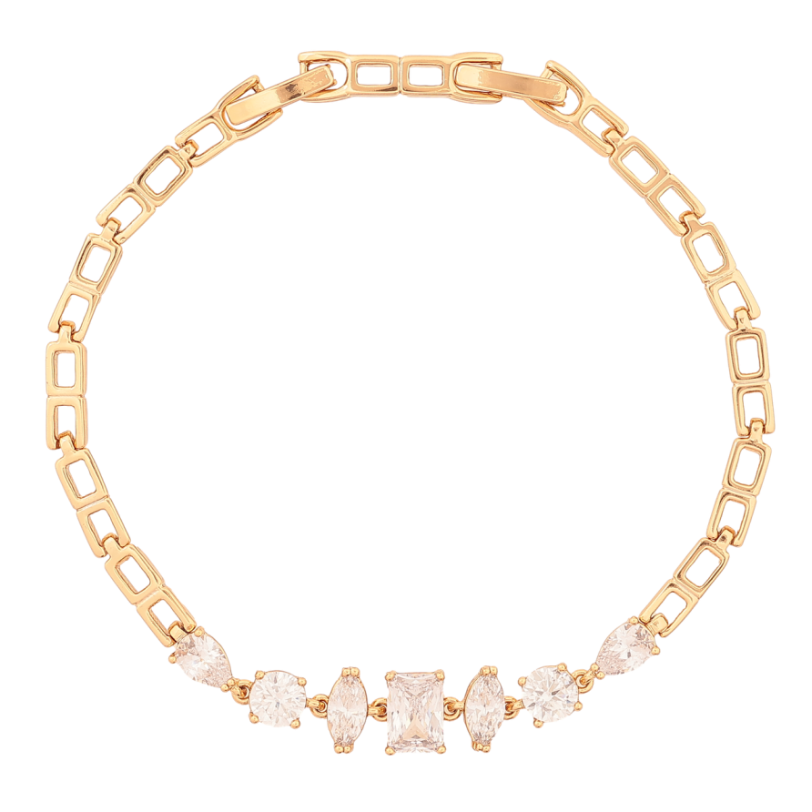 Браслет Xuping Позолота 18K Узор с кристаллами размер с доп. замком 17.5,19.5см х 4-7мм фото №1