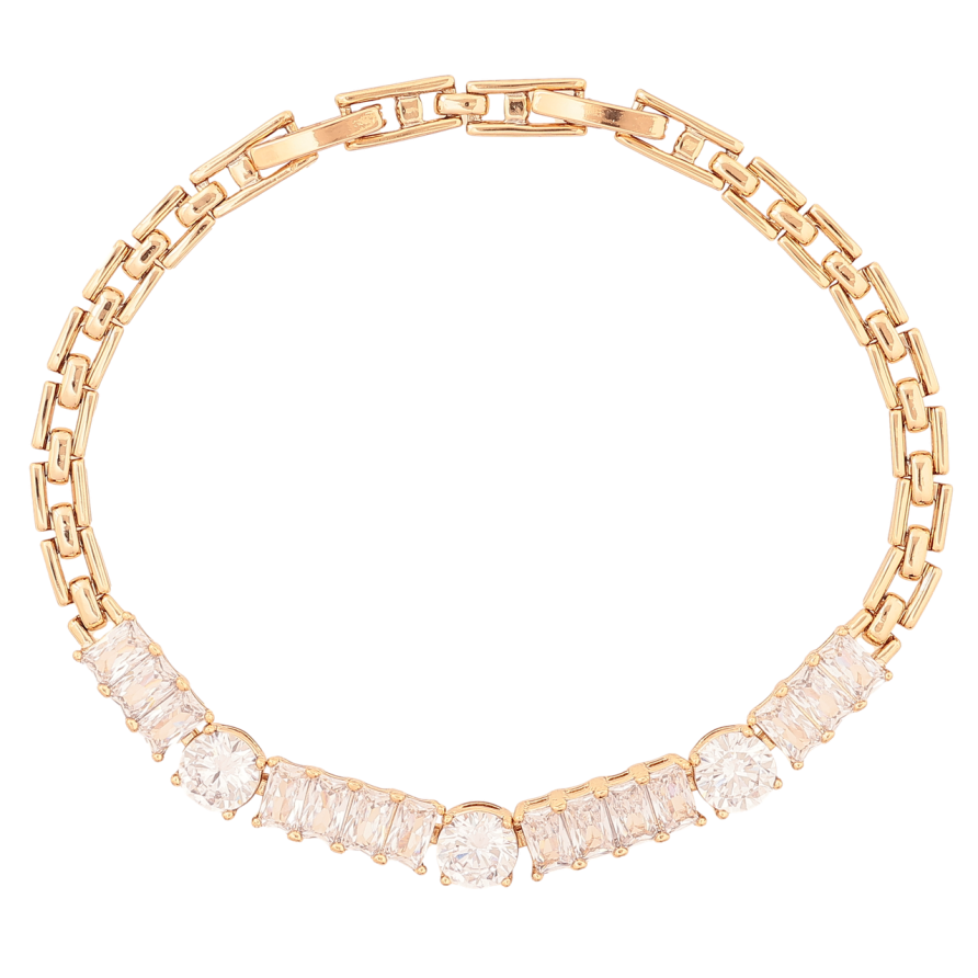 Браслет Xuping Позолота 18K Кристальная дорожка размер с доп. замком 17,19см х 4-6мм фото №1