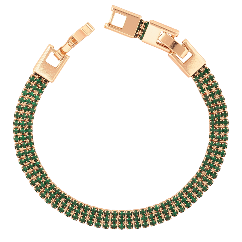 Браслет Xuping Позолота 18K «Зелені кристали в три ряди» розмір з доп. замком 17,19см х 6мм фото №1 Браслет Xuping Позолота 18K «Зелені кристали в три ряди» розмір з доп. замком 17,19см х 6мм фото №1