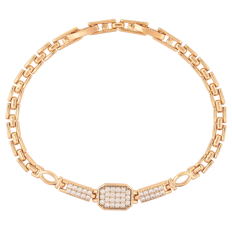 Браслет Xuping Позолота 18K «Візерунок з інкрустацією кристалами» розмір з доп. замком 17.5,19.5см х 4-9мм фото №1