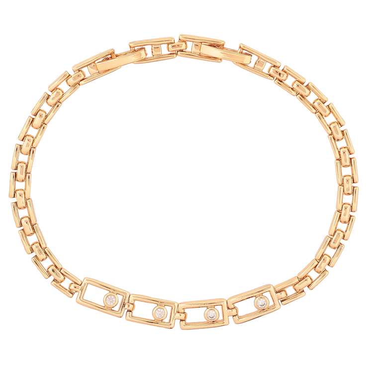 Браслет Xuping Позолота 18K Браслетный узор с кристаллами размер с доп. замком 17.5,19.5см х 4-6мм фото №6