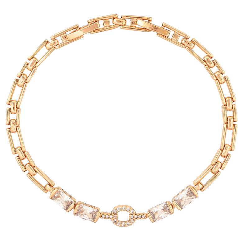 Браслет Xuping Позолота 18K Узор с кристаллами размер с доп. замком 17.5,19.5см х 4-6мм фото №1