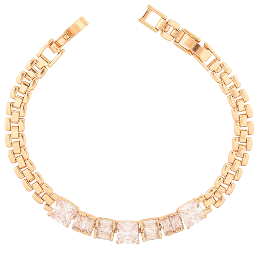 Браслет Xuping Позолота 18K Браслетный узор с дорожкой кристаллов размер с доп. замком 18,20см х 6-7мм фото №1