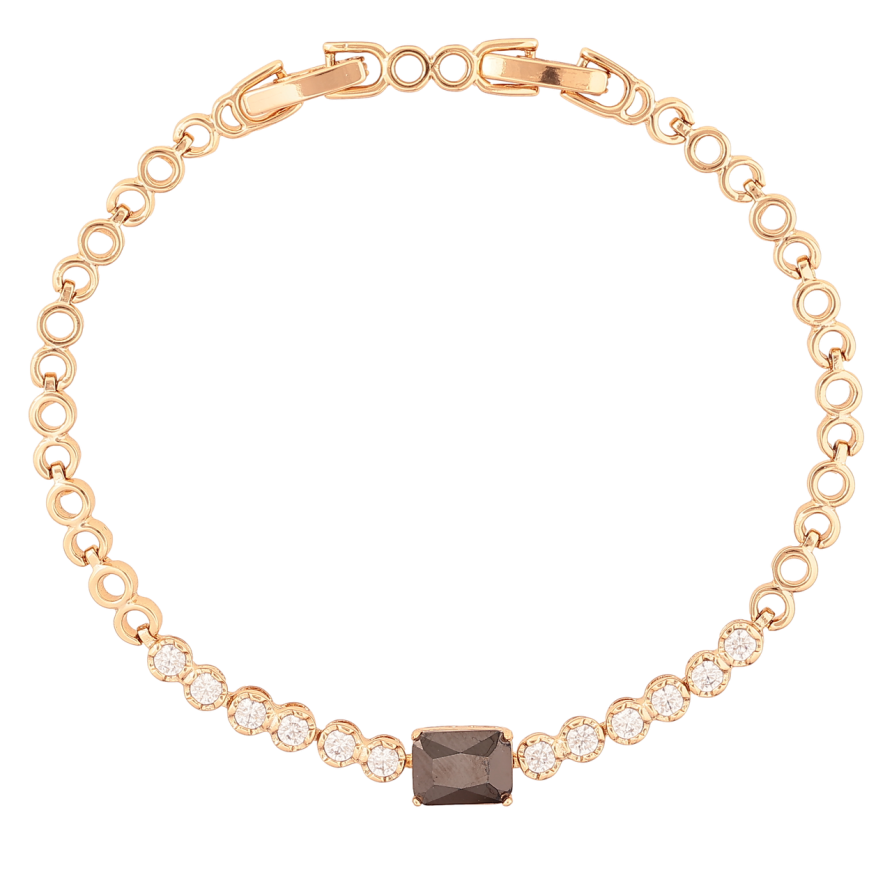 Браслет Xuping Позолота 18K Узор с черным кристаллом размер с доп. замком 17.5,19.5см х 4-6мм фото №1 Браслет Xuping Позолота 18K Узор с черным кристаллом размер с доп. замком 17.5,19.5см х 4-6мм фото №1