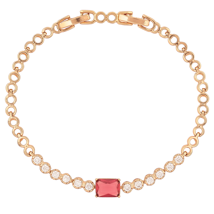 Браслет Xuping Позолота 18K Узор с красным кристаллом размер с доп. замком 17,19см х 4-6мм фото №1 Браслет Xuping Позолота 18K Узор с красным кристаллом размер с доп. замком 17,19см х 4-6мм фото №1