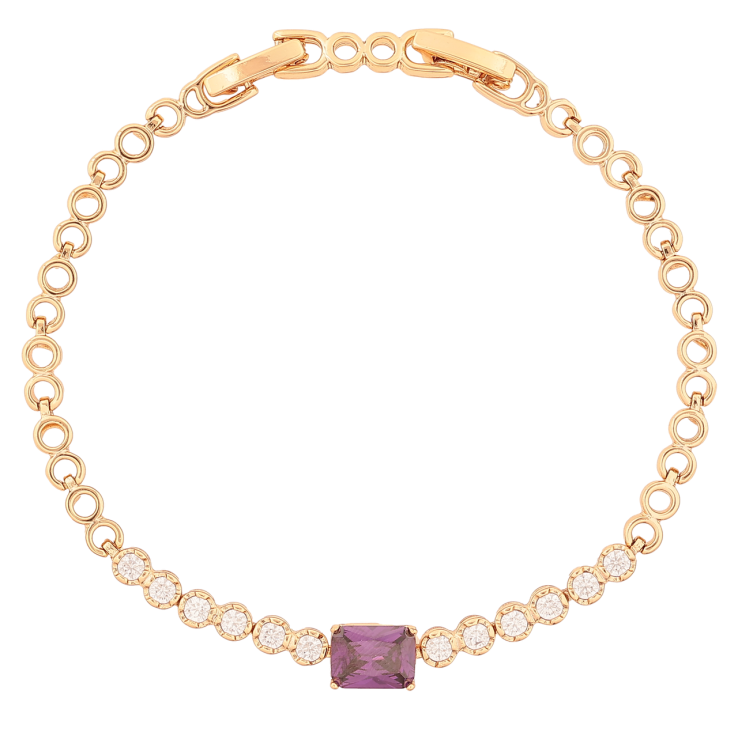 Браслет Xuping Позолота 18K Узор с сиреневым кристаллом размер с доп. замком 17,19см х 4-6мм фото №21