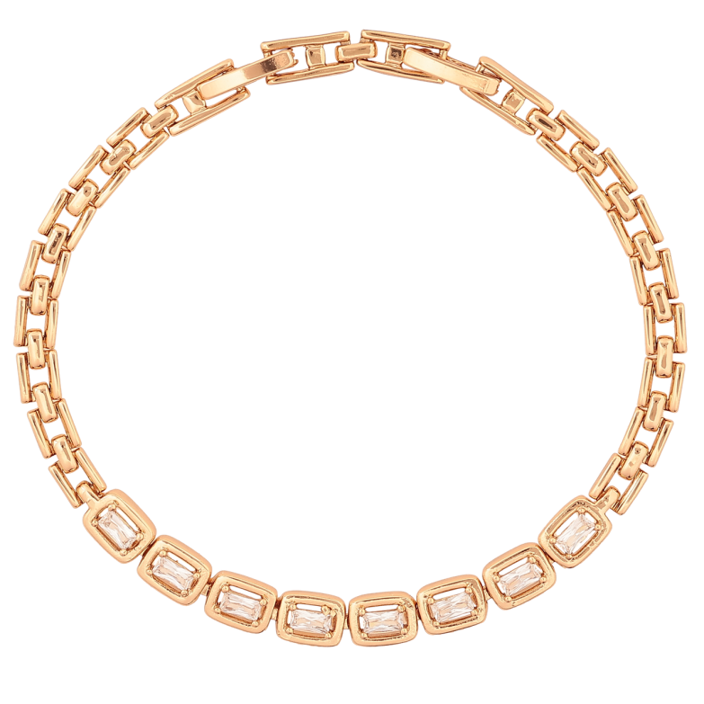 Браслет Xuping Позолота 18K Дорожка кристаллов размер с доп. замком 17.5,19.5см х 4-5мм фото №1