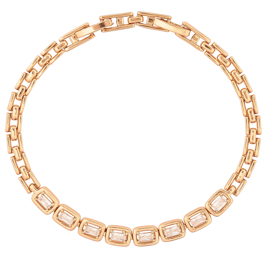 Браслет Xuping Позолота 18K Дорожка кристаллов размер с доп. замком 17.5,19.5см х 4-5мм фото №1