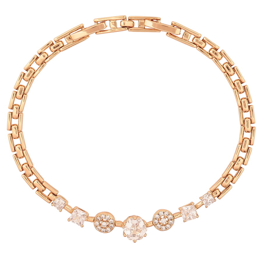 Браслет Xuping Позолота 18K Дорожка кристаллов размер с доп. замком 17.5,19.5см х 4-6мм фото №1