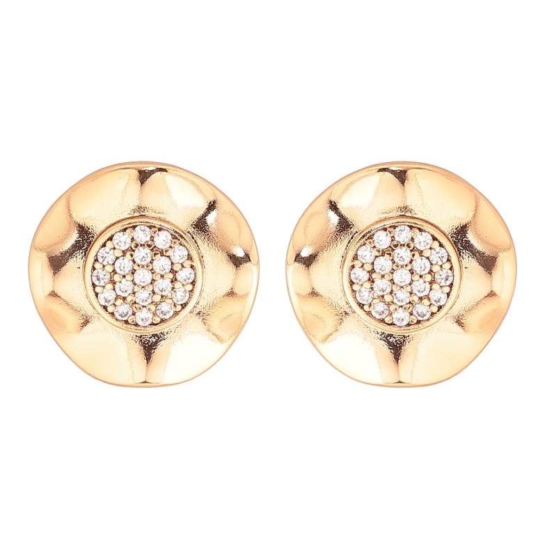 Серьги Xuping Позолота 18K пусеты Волнистые круги с кристаллами фото №1