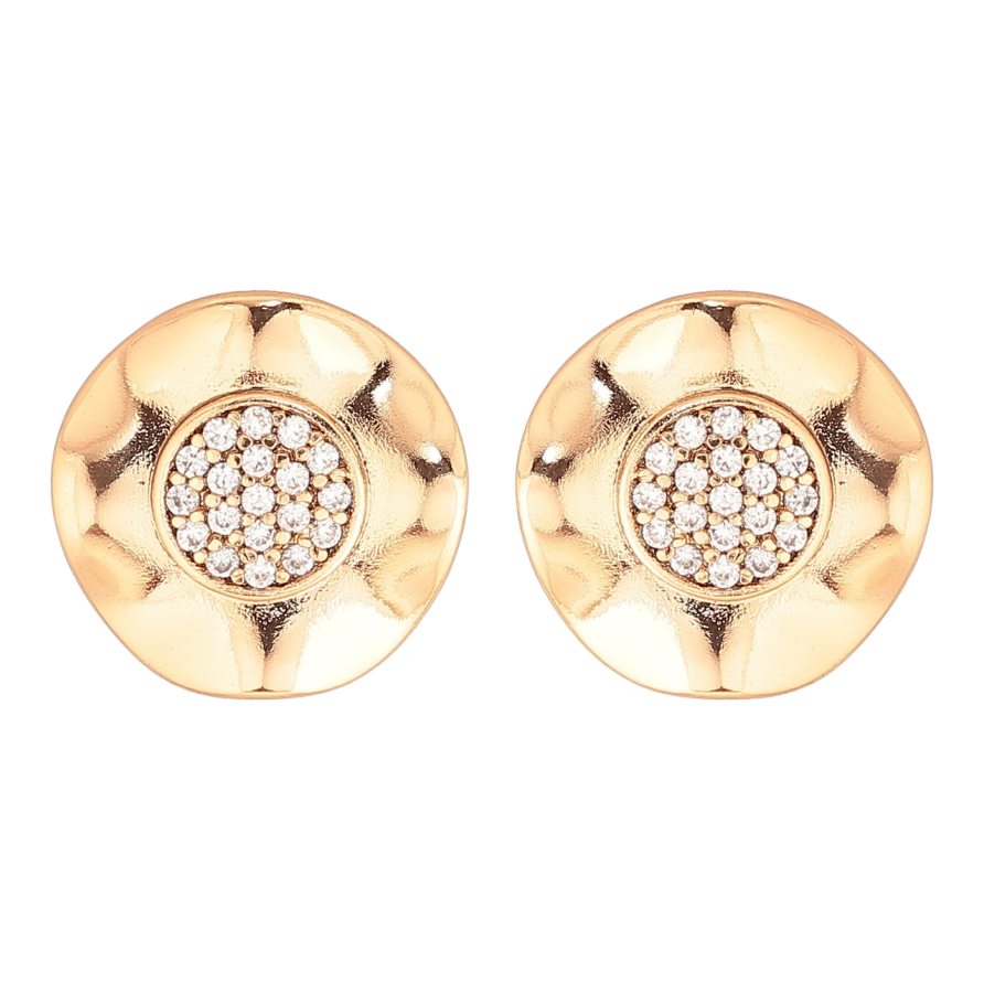 Серьги Xuping Позолота 18K пусеты Волнистые круги с кристаллами фото №1