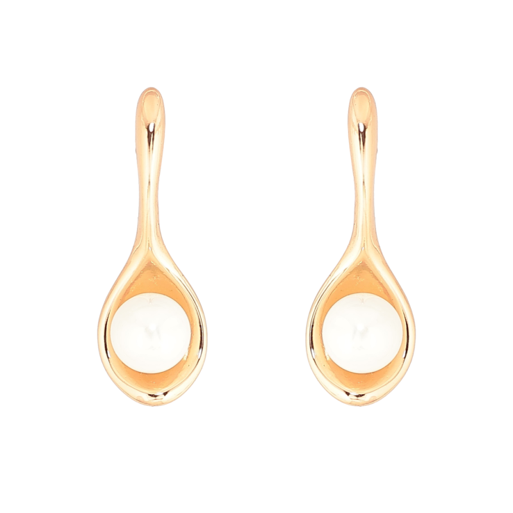 Сережки Xuping Позолота 18K пусети «Ложка з перлиною» фото №19