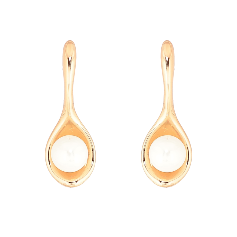 Серьги Xuping Позолота 18K пусеты Ложка с жемчужиной фото №1