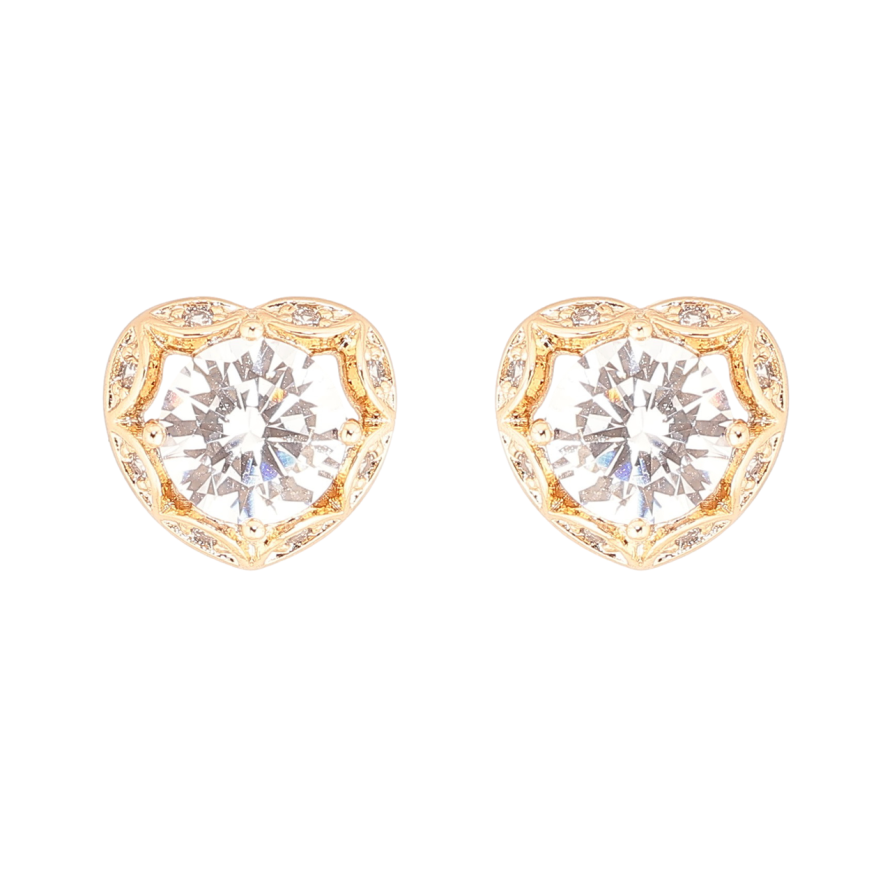 Сережки Xuping Позолота 18K пусети «Сердечка з кристалами» фото №1 Сережки Xuping Позолота 18K пусети «Сердечка з кристалами» фото №1
