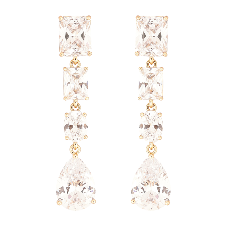 Сережки Xuping Позолота 18K пусети «Кришталеві підвіски» фото №1