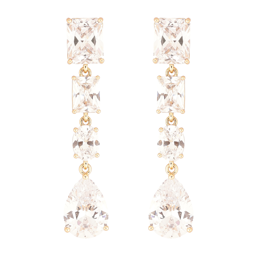 Сережки Xuping Позолота 18K пусети «Кришталеві підвіски» фото №1