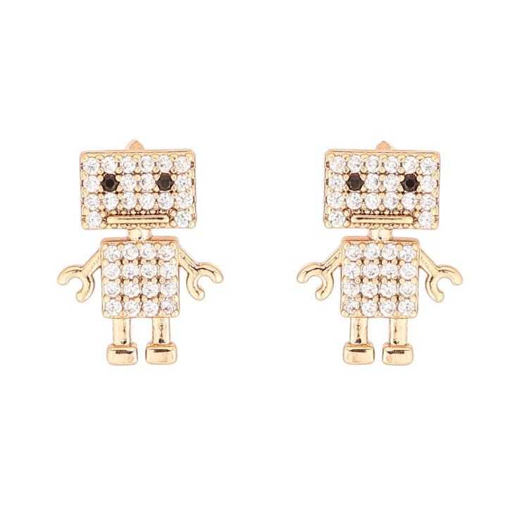 Сережки Xuping Позолота 18K пусети «Роботи з інкрустацією кристалами» фото №3