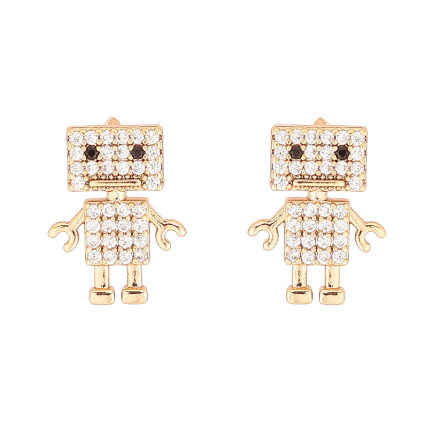 Сережки Xuping Позолота 18K пусети «Роботи з інкрустацією кристалами» фото №1