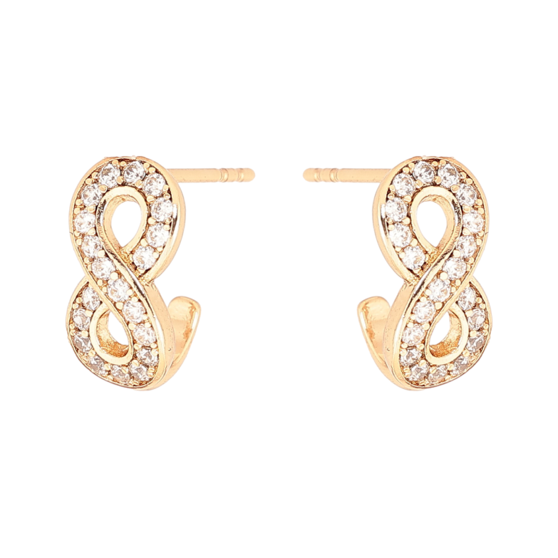 Сережки Xuping Позолота 18K пусети «Вісімки з кристалами» фото №1