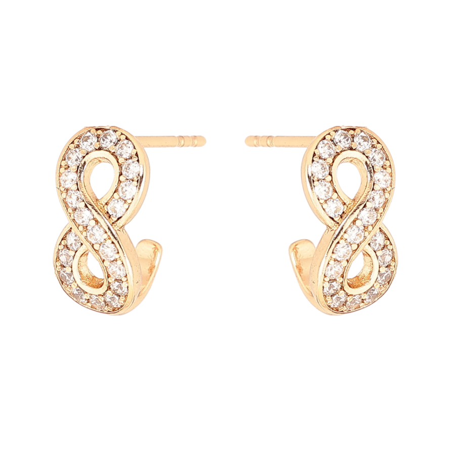 Серьги Xuping Позолота 18K пусеты Восьмерки с кристаллами фото №1