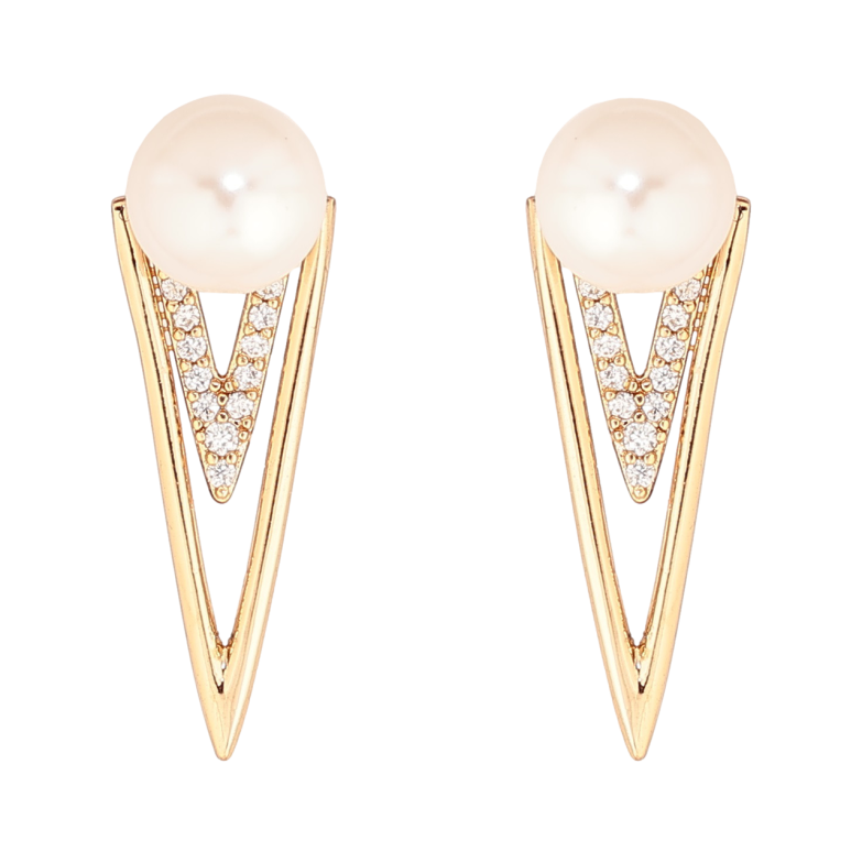 Сережки Xuping Позолота 18K пусети «Декоративний візерунок з перлинами» фото №1 Сережки Xuping Позолота 18K пусети «Декоративний візерунок з перлинами» фото №1