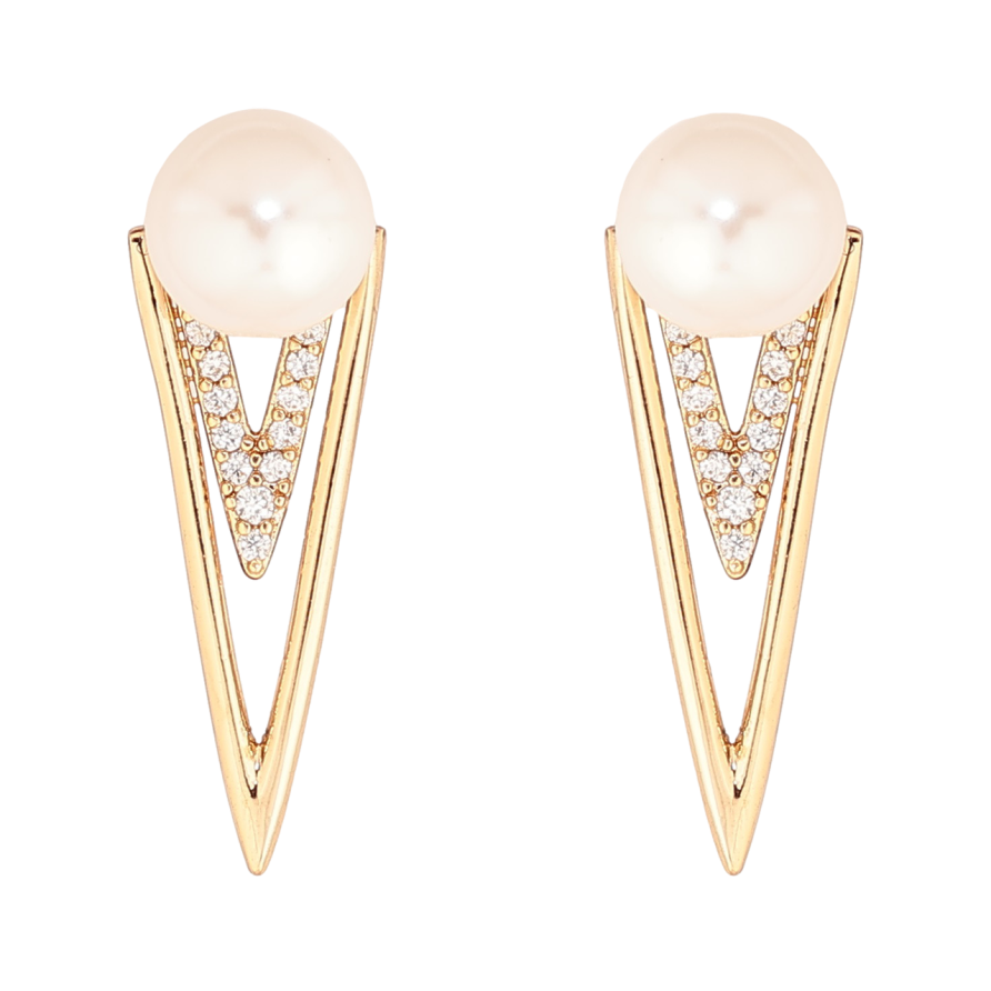 Сережки Xuping Позолота 18K пусети «Декоративний візерунок з перлинами» фото №1 Сережки Xuping Позолота 18K пусети «Декоративний візерунок з перлинами» фото №1