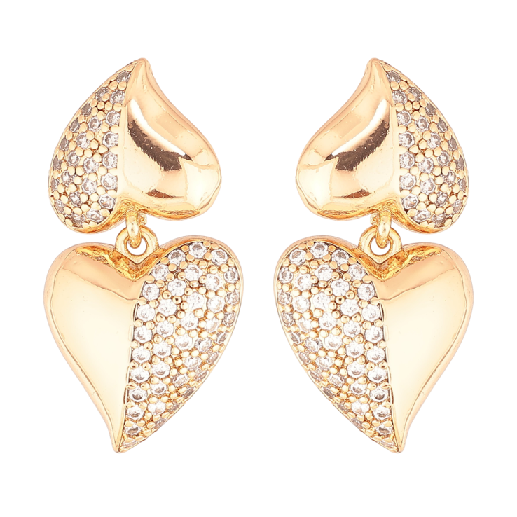 Серьги Xuping Позолота 18K пусеты Сердечки с инкрустацией кристаллами фото №14