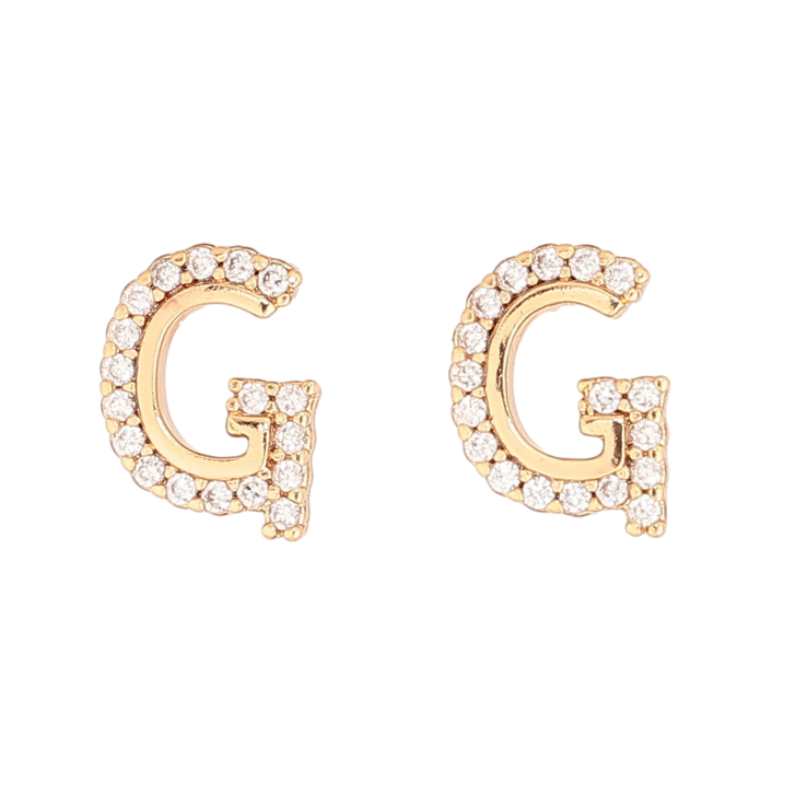 Сережки Xuping Позолота 18K пусети «Буква G з кристалами» фото №6