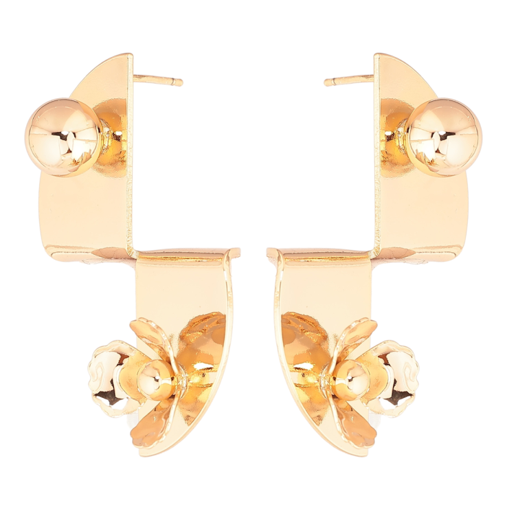 Сережки Xuping Позолота 18K пусети «Декоративний візерунок з кулькою та квіточкою» фото №23