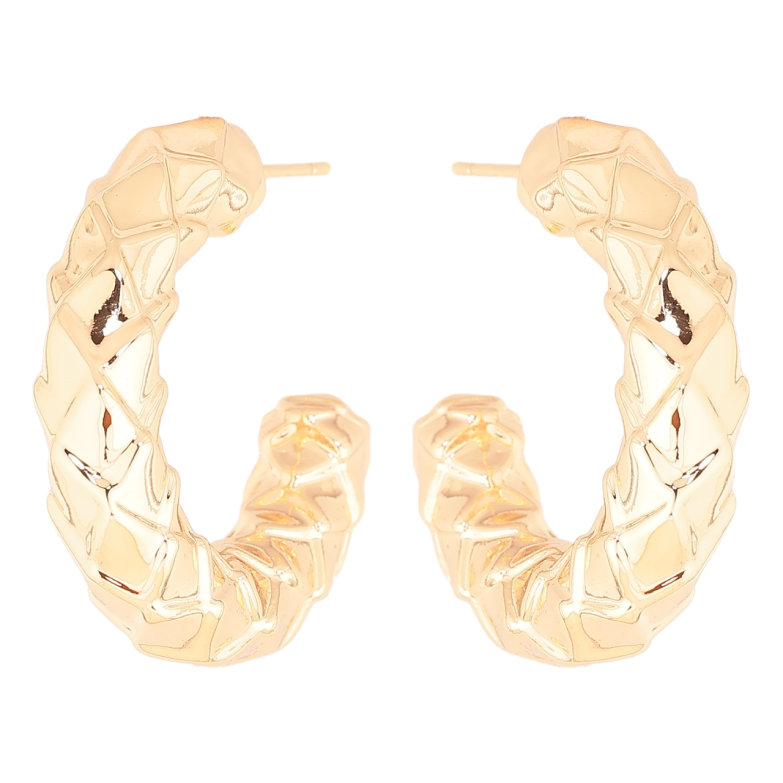 Серьги Xuping Позолота 18K пусеты Объемные дуги с узором фото №1