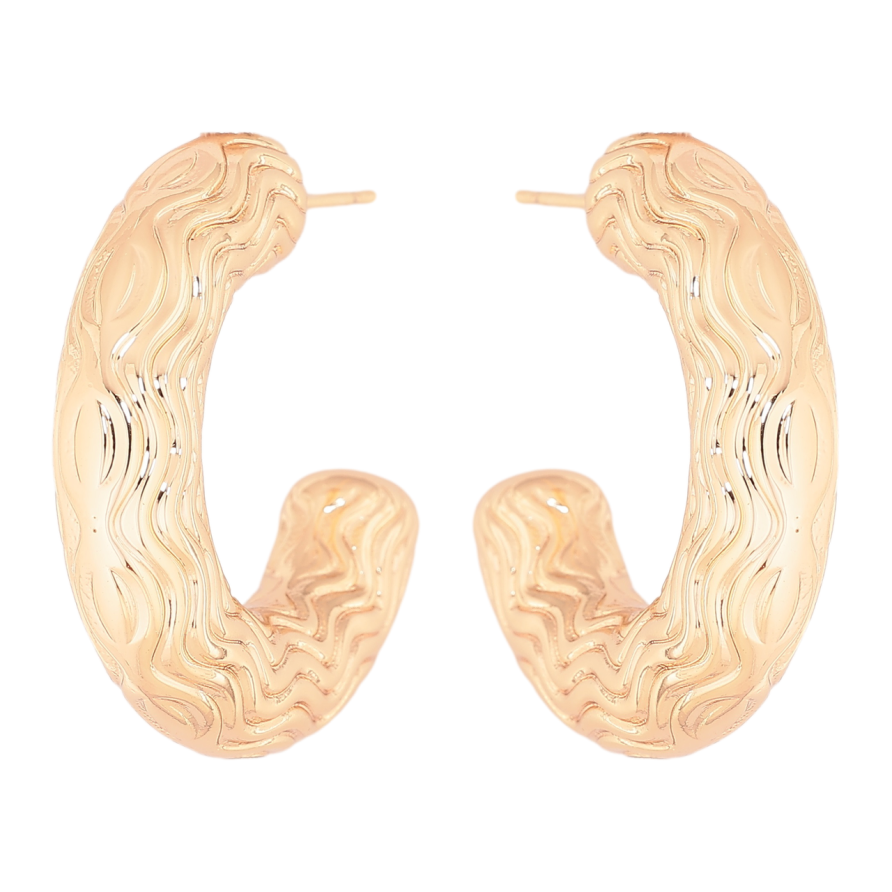 Сережки Xuping Позолота 18K пусети «Об'ємні дуги з візерунком» фото №1
