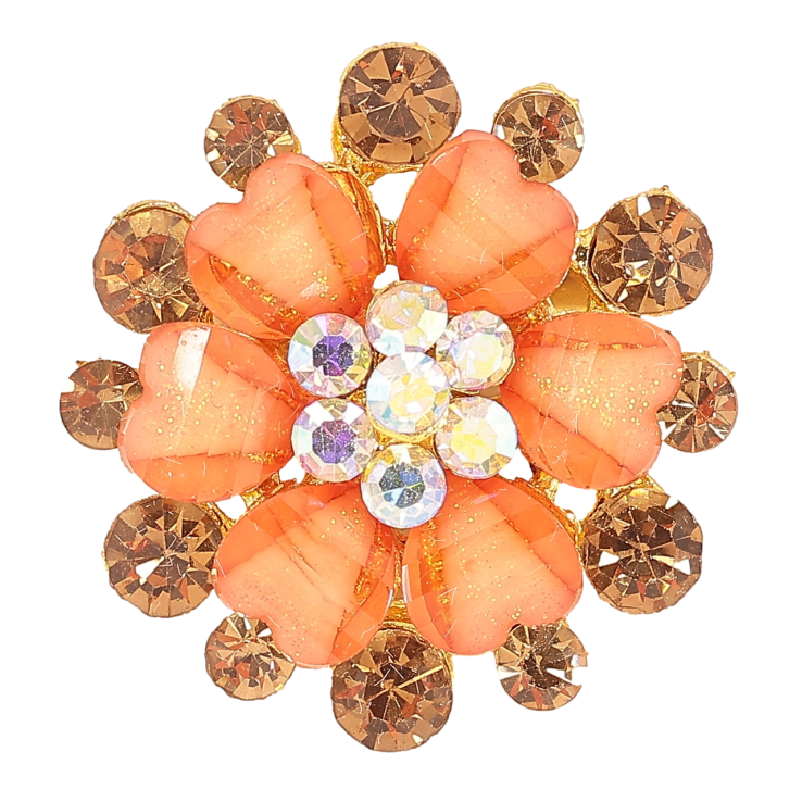 Брошь Цветок с оранжевыми стразами фото №17 Брошь Цветок с оранжевыми стразами фото №17